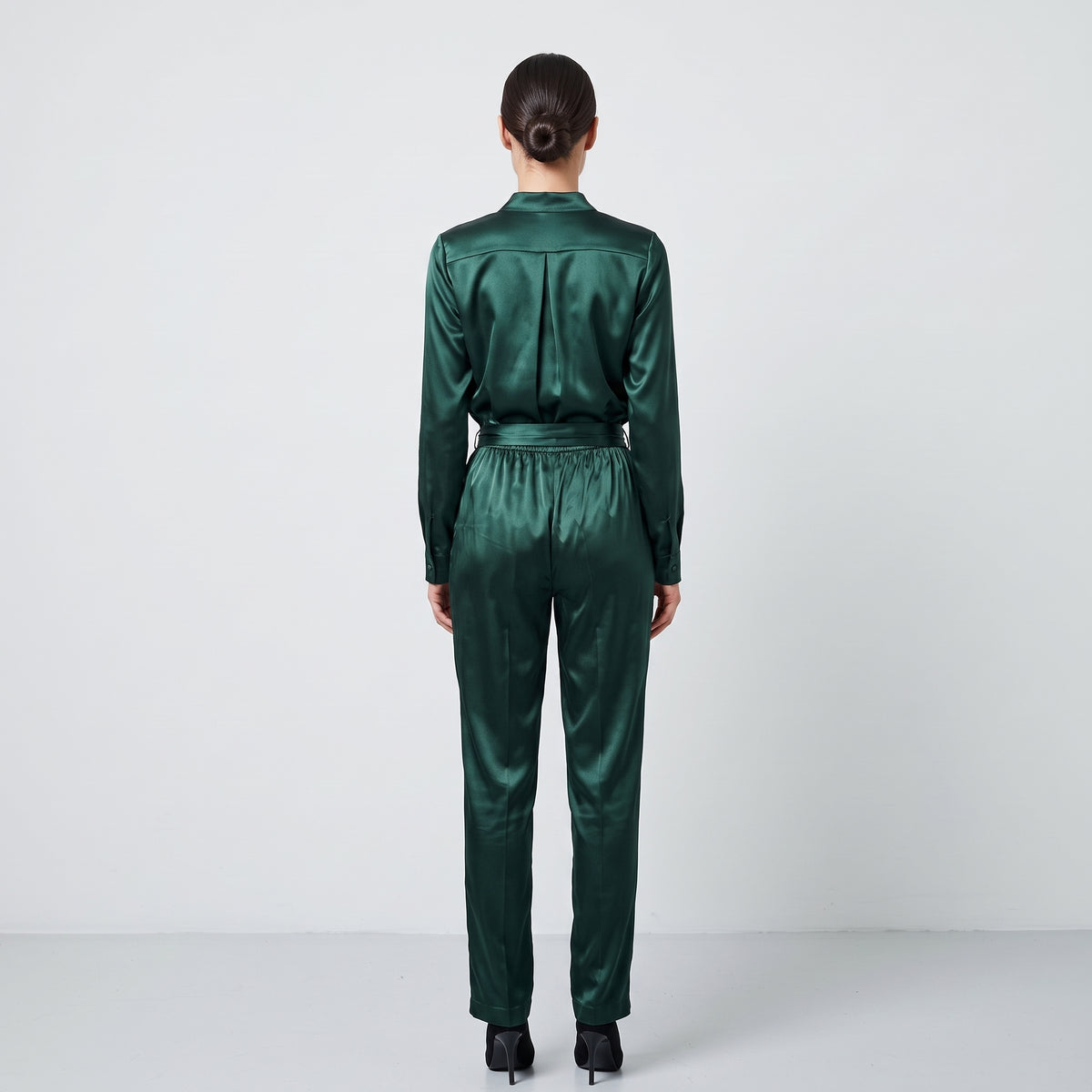 Emerald Satin Wrap Jumpsuit