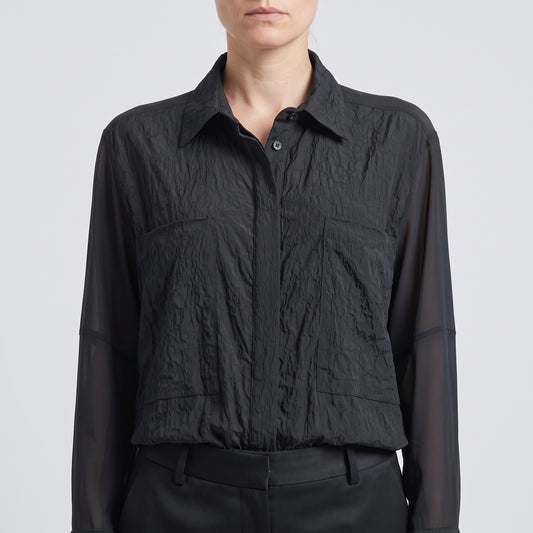 Textured Panel Long Sleeve Shirt