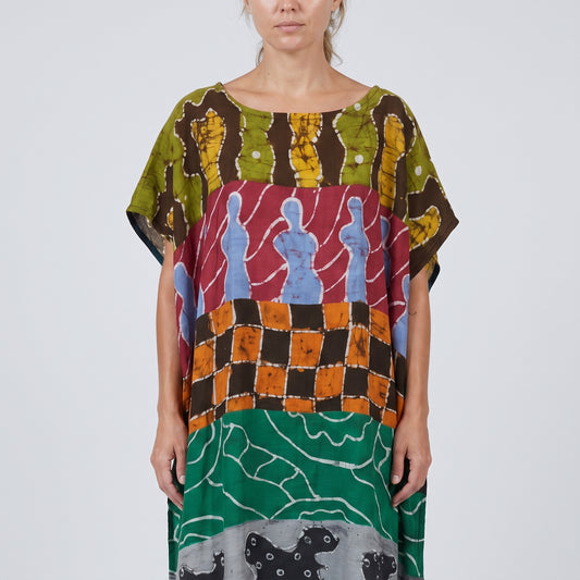 Abstract Printed Cotton Shift Dress