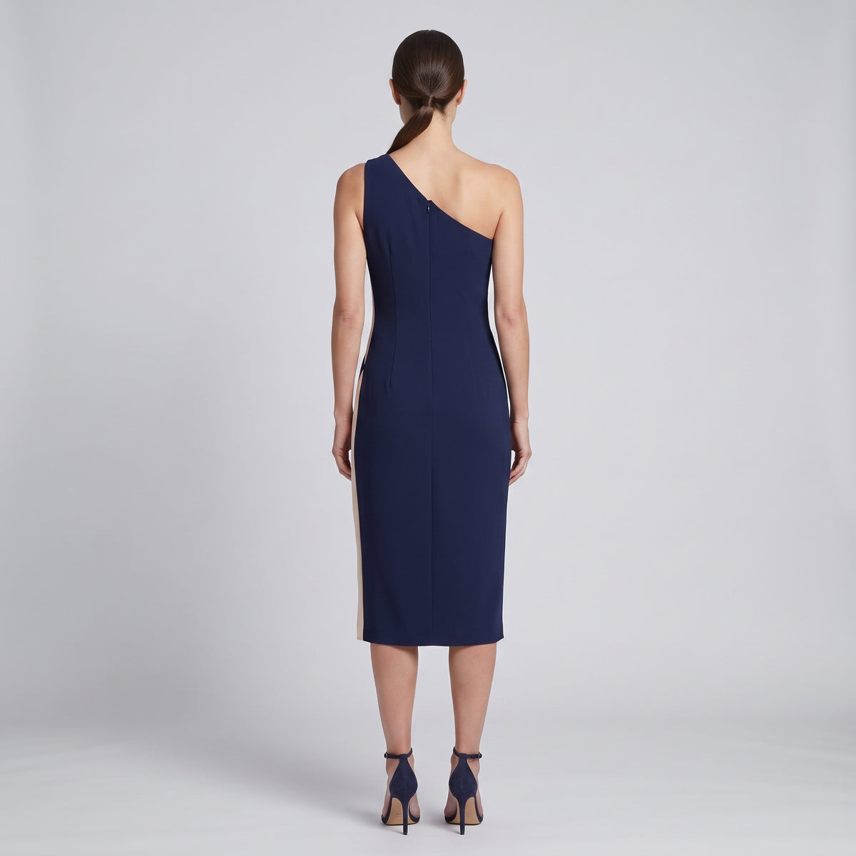 One Shoulder Colorblock Sheath Dress