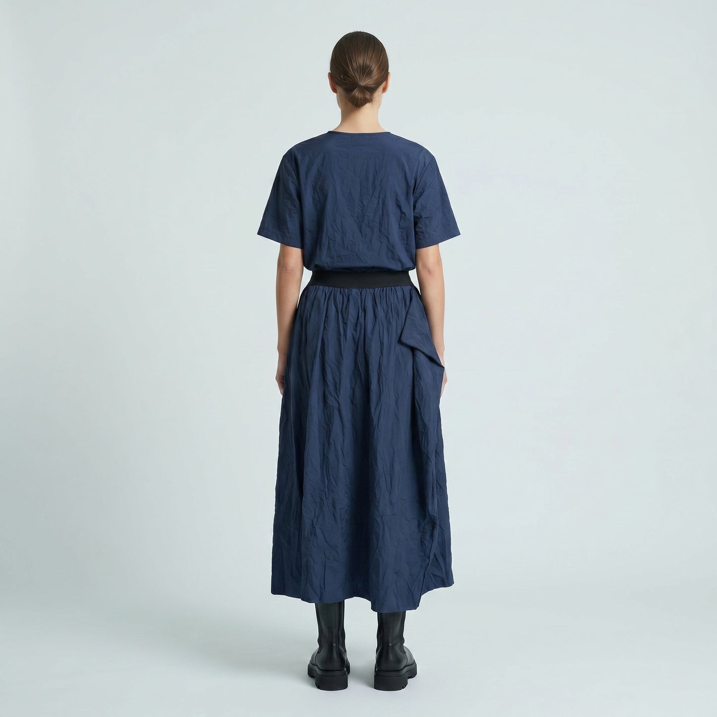 Asymmetric Crinkled Midi Skirt