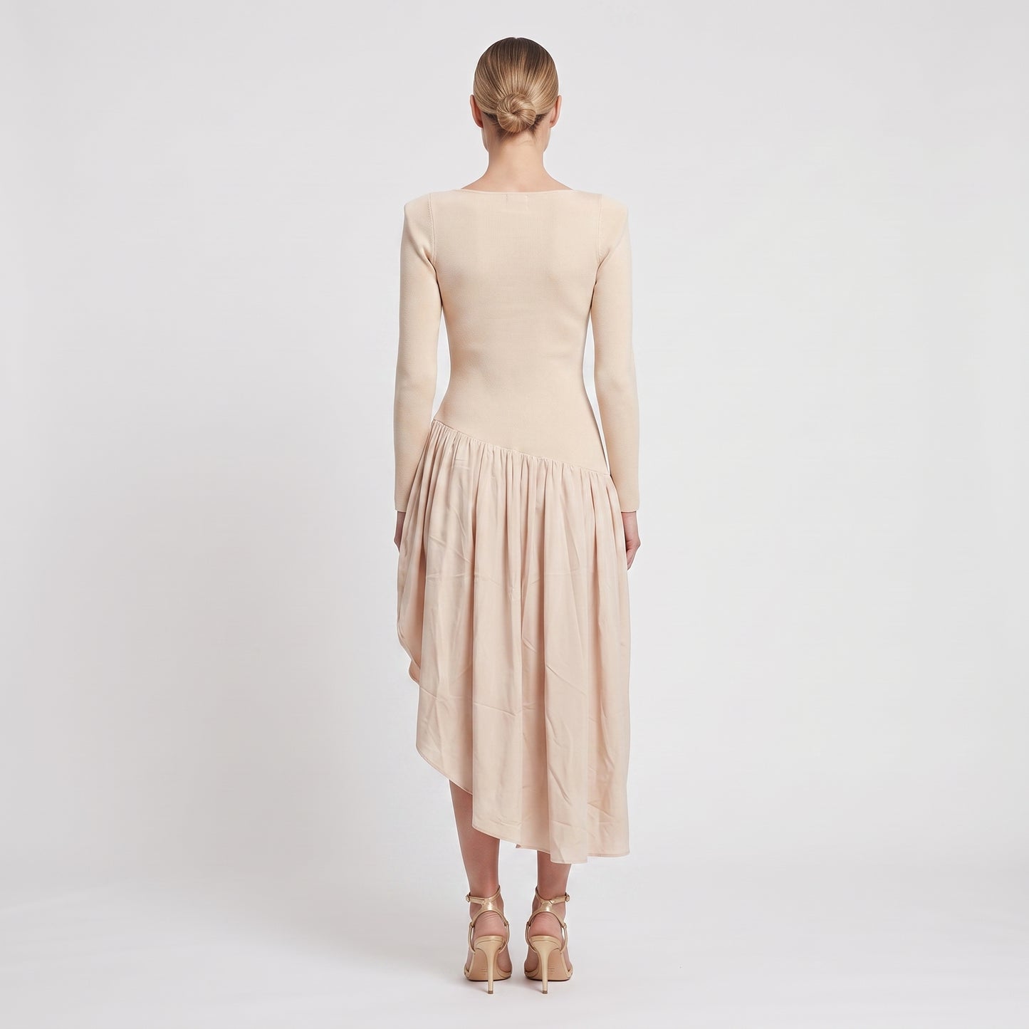 Asymmetric Gathered Hem Mini Dress