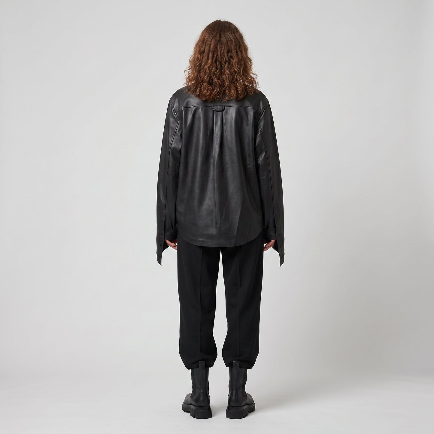 Minimalist Black Leather Shirt