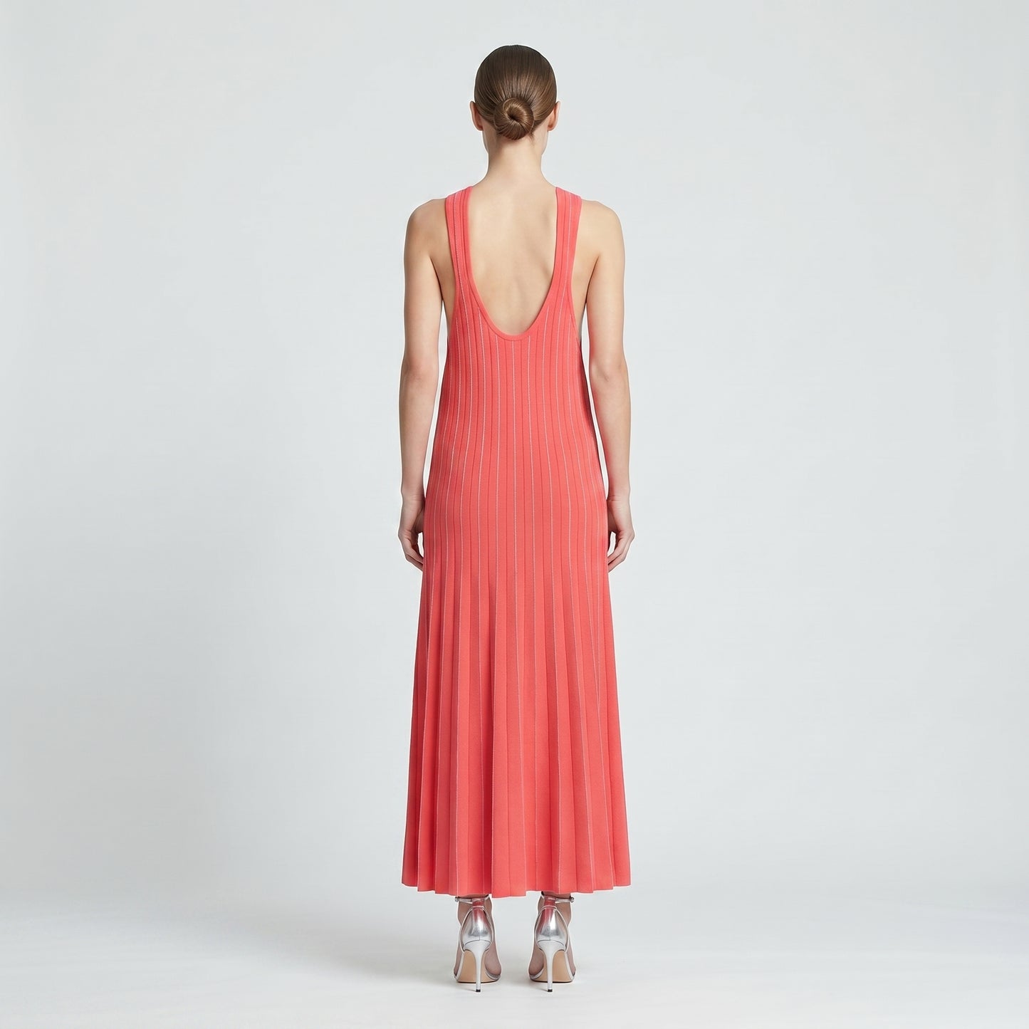 Coral Ribbed Knit Dress