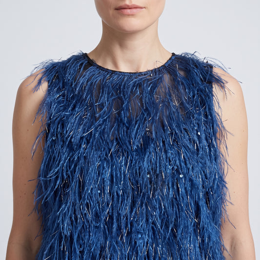 Cobalt Blue Fringe Embellished Top