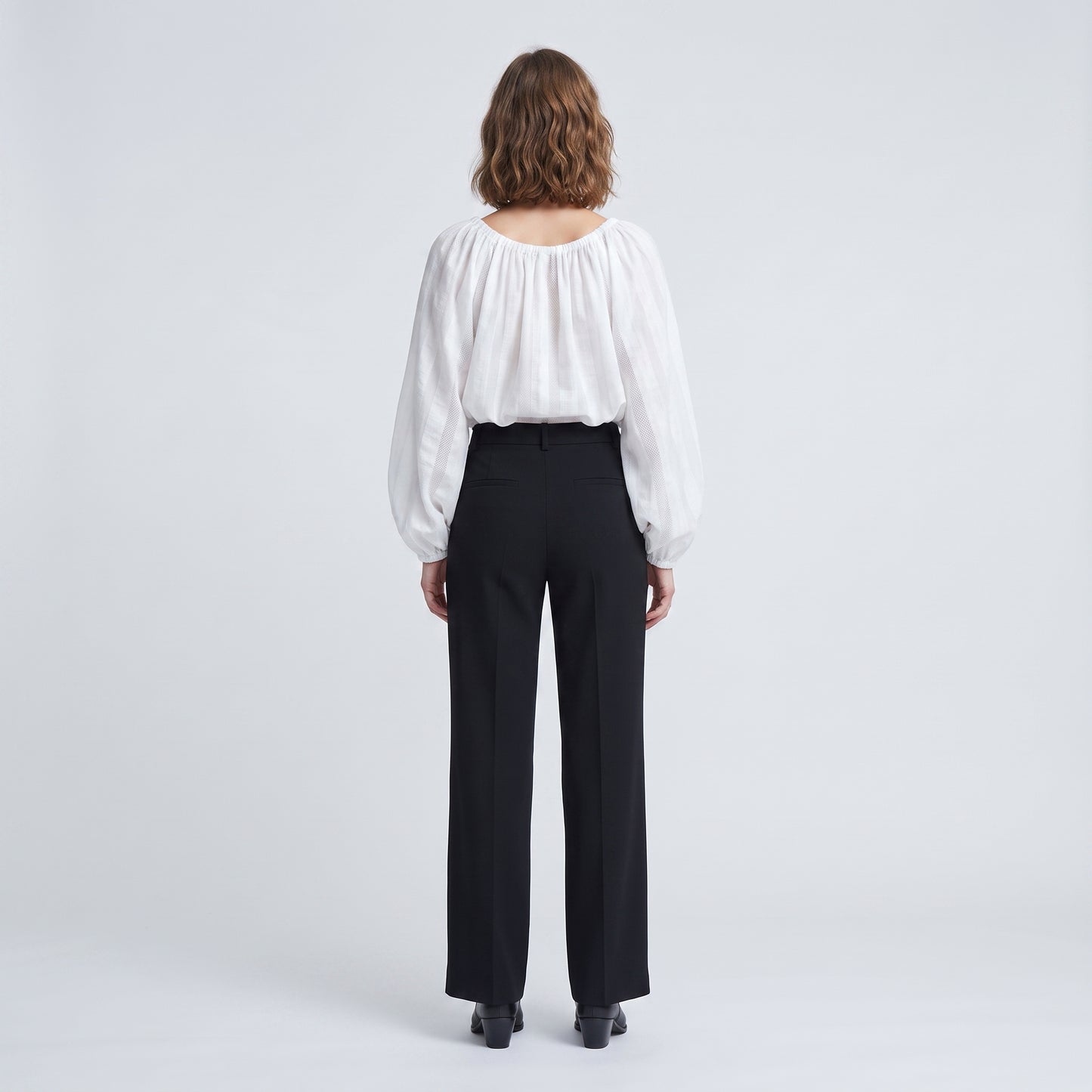 Airy White Gathered Blouse