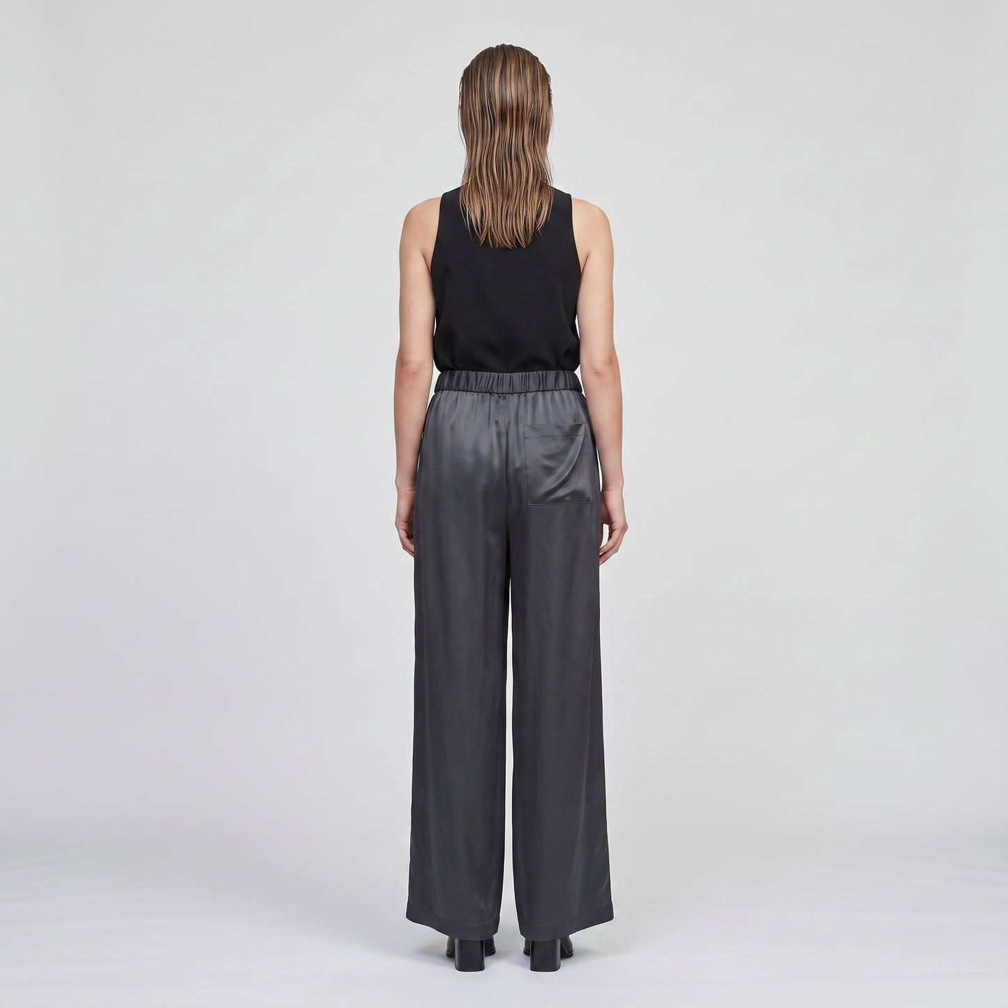 Satin High-Rise Wide-Leg Trousers