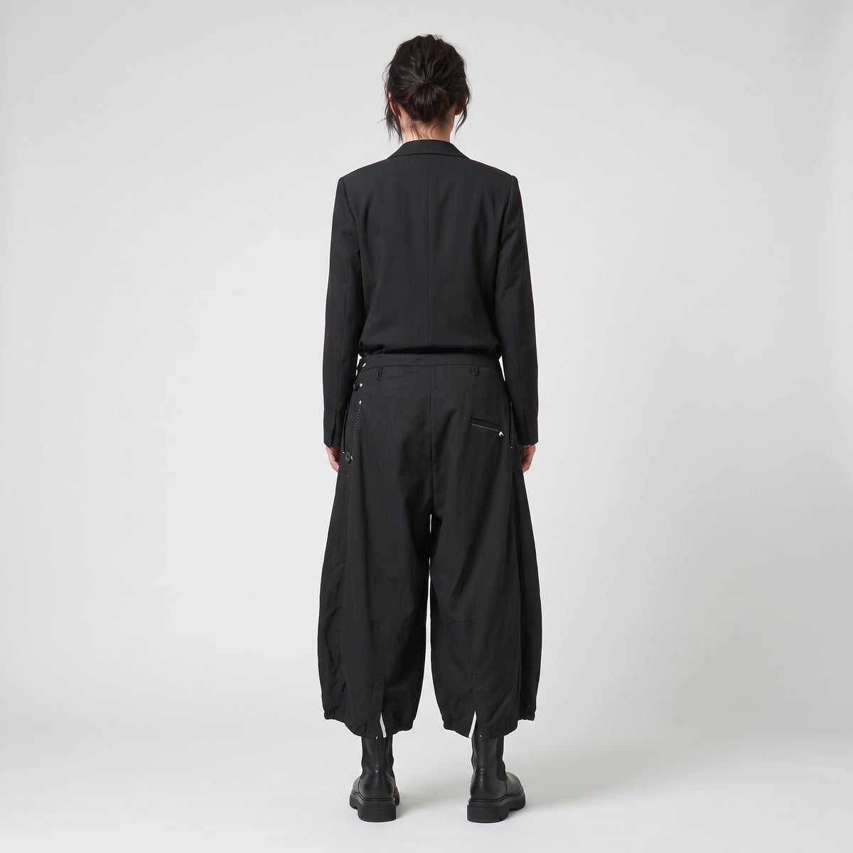 Black Cropped Wide Leg Trousers