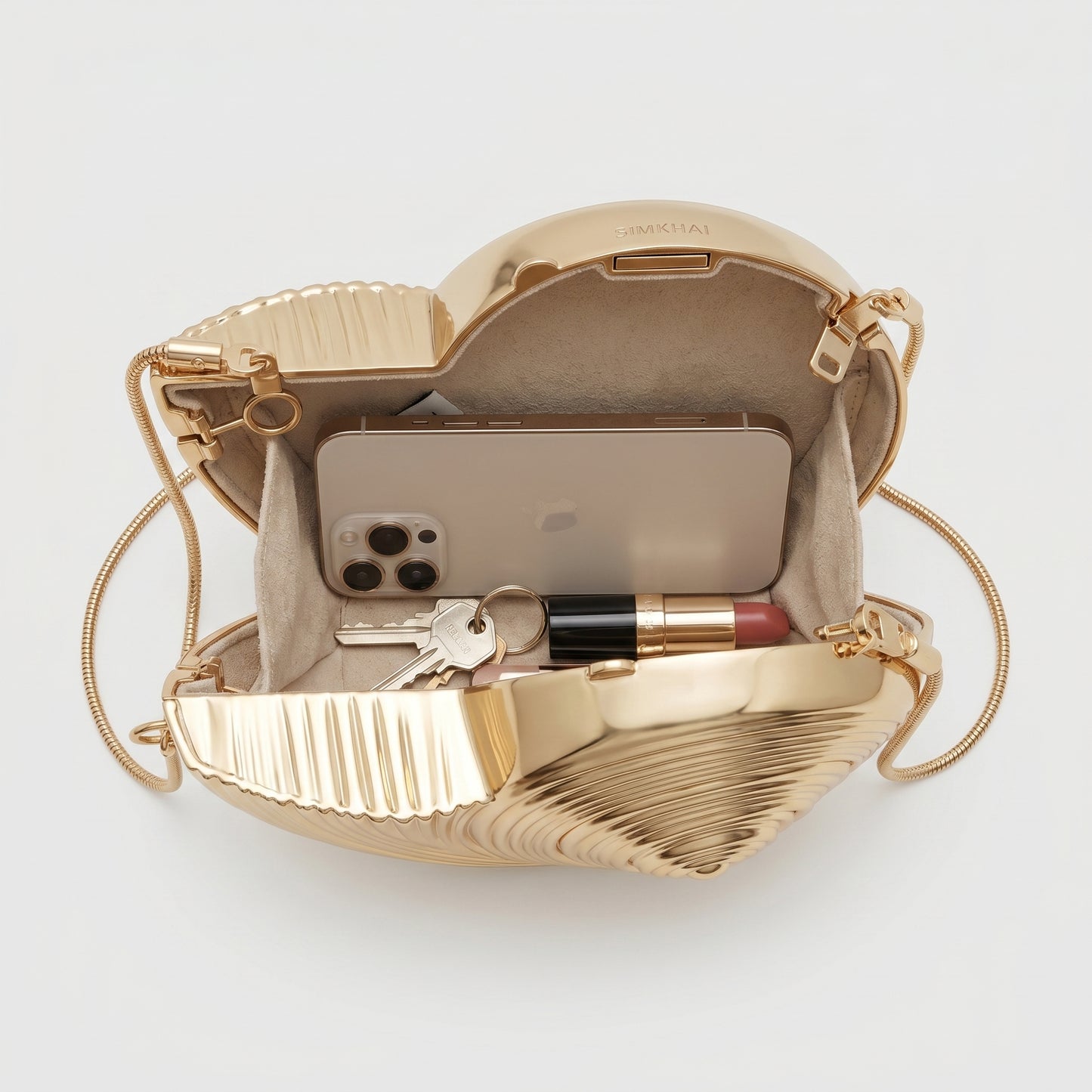 Metallic Shell Minaudiere Clutch