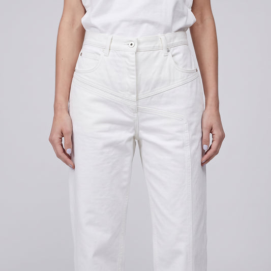 High-Waisted Off-White Denim Jeans