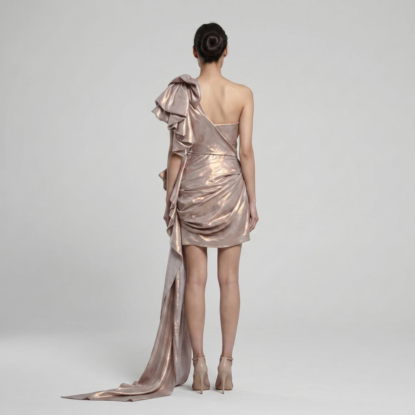 One-Shoulder Metallic Mini Dress