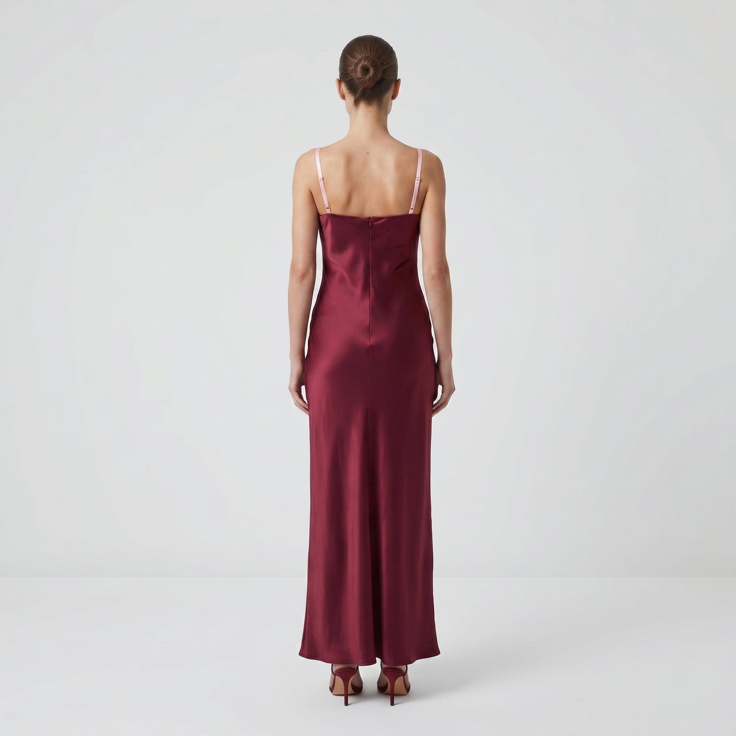 Satin Cowl Neck Midi Dress