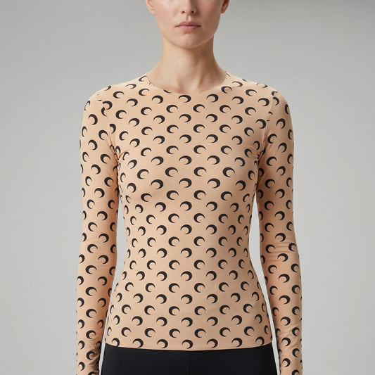 Moon Print Long Sleeve Top