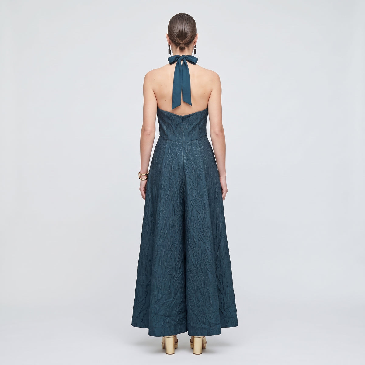 Textured Halter Neck Culotte Jumpsuit