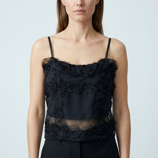 Embellished Mesh Corset Top