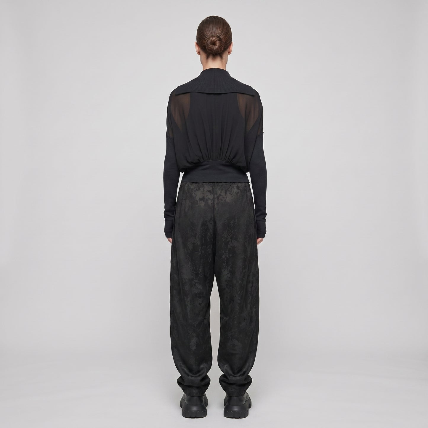 Sheer Paneled Zip Bomber Jacket