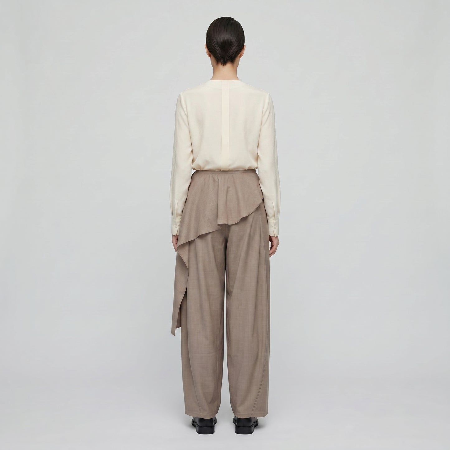 Draped Wide Leg Cropped Trousers