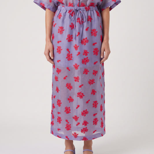 Floral Embroidered Midi Skirt