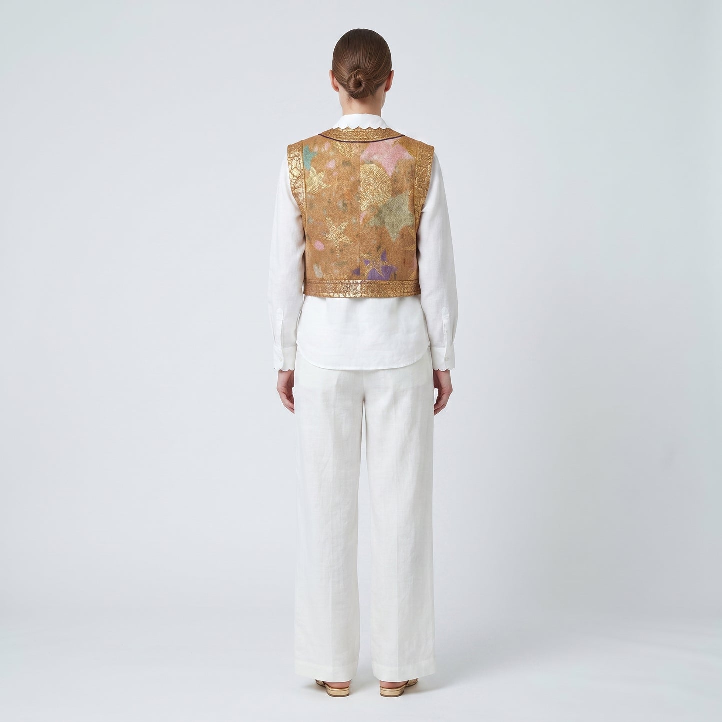 Metallic Floral Brocade Vest