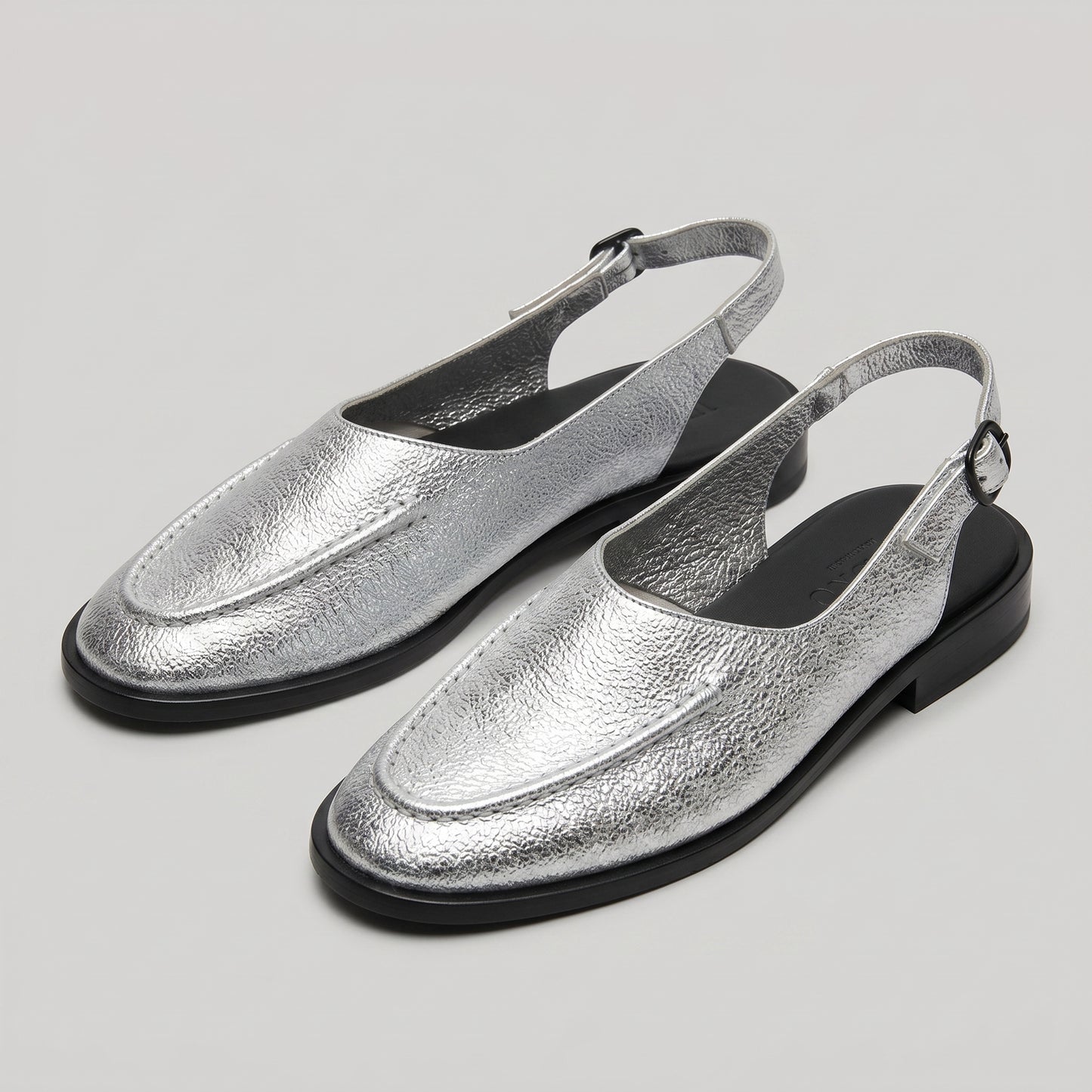 Metallic Leather Slingback Flats