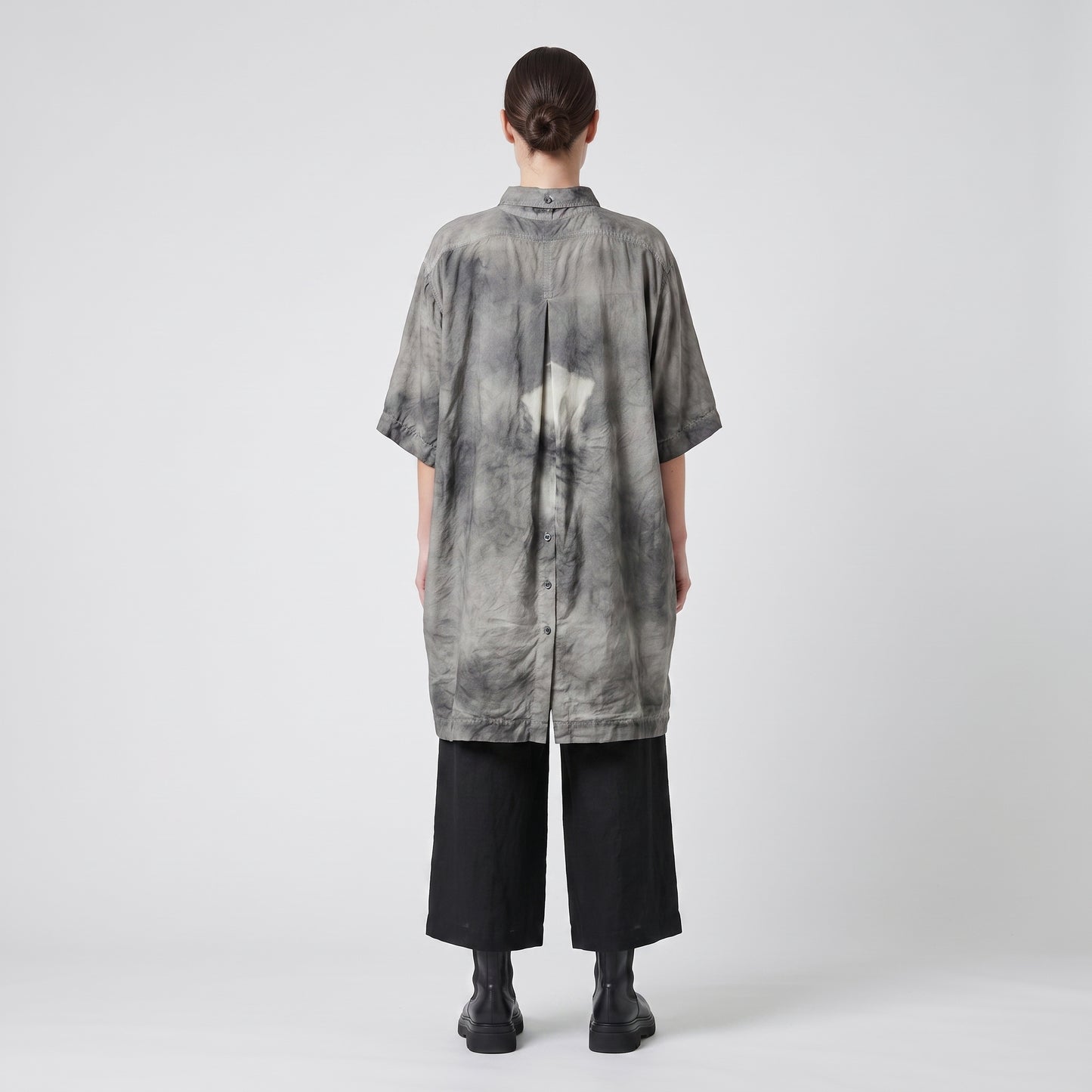 Distressed Washed Short-Sleeve Shirt