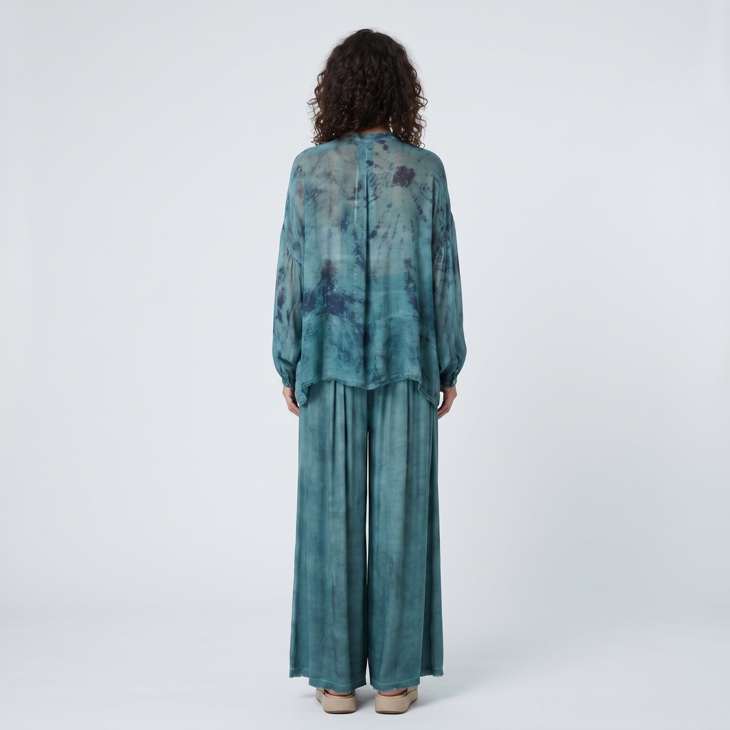 Tie-Dye Mandarin Collar Blouse
