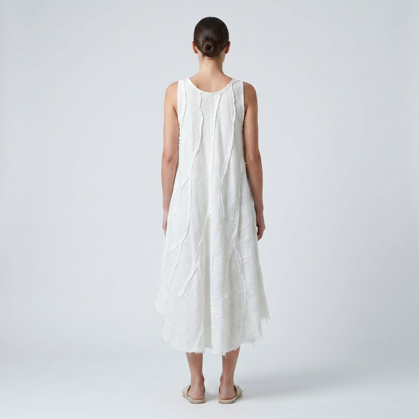 Raw Edge Linen Swing Dress