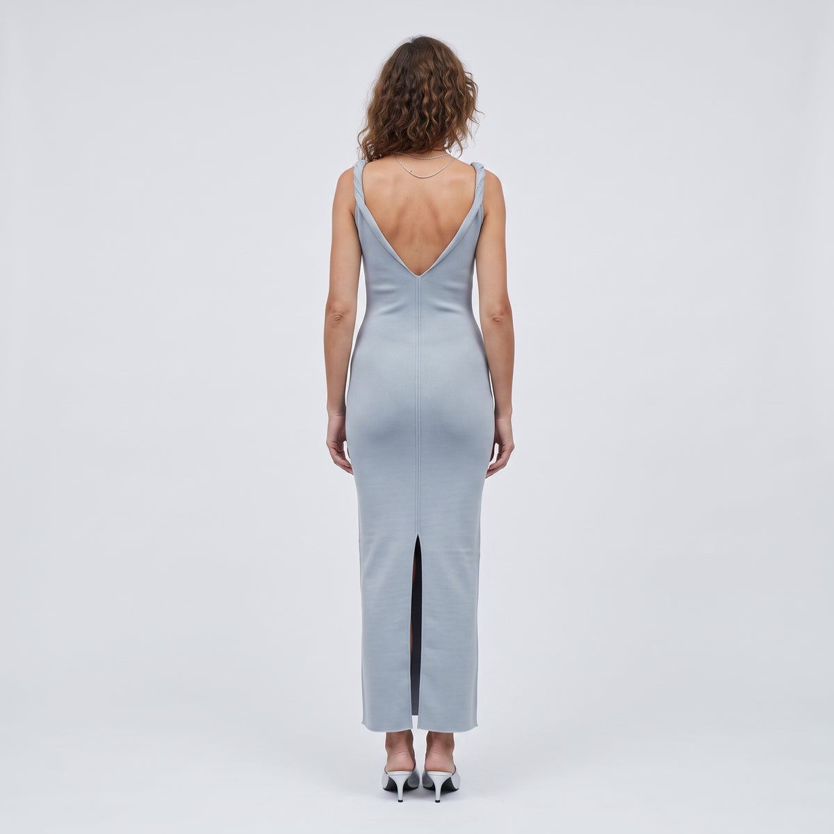 Sleeveless V-Neck Knit Midi Dress
