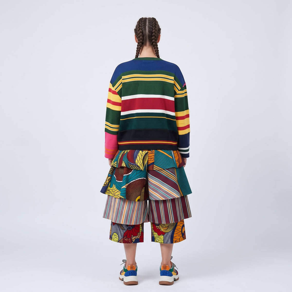 Striped Intarsia Graphic Knit Sweater