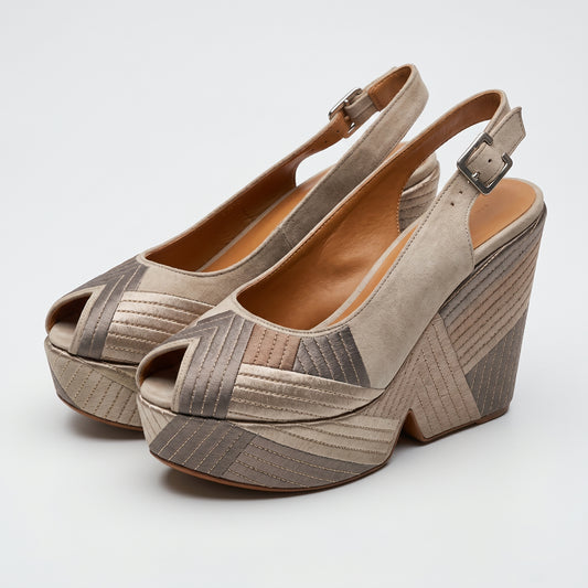 Graphic Wedge Slingback Sandals