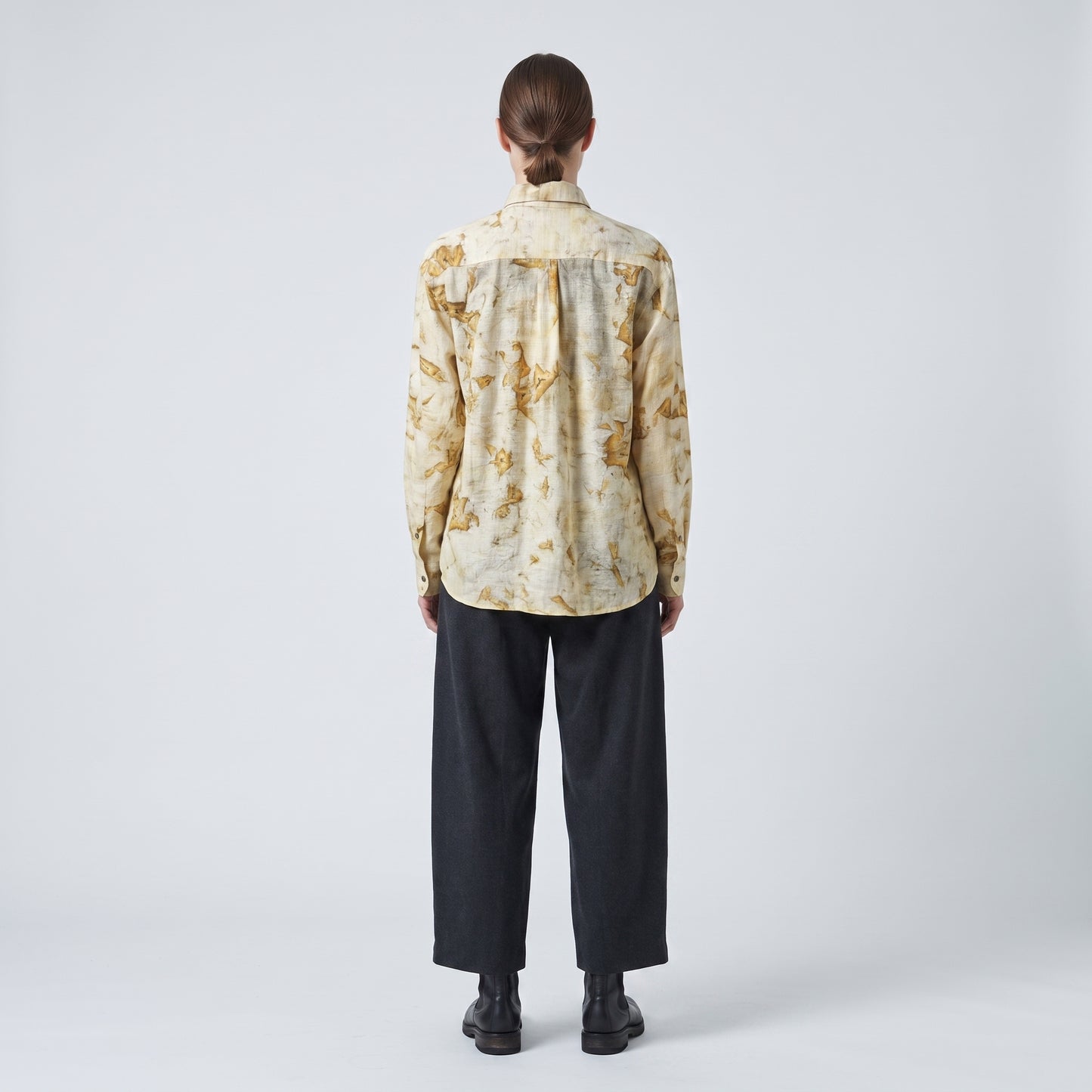 Abstract Print Silk Button-Down