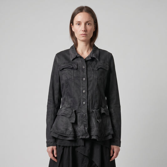 Structured Peplum Denim Jacket