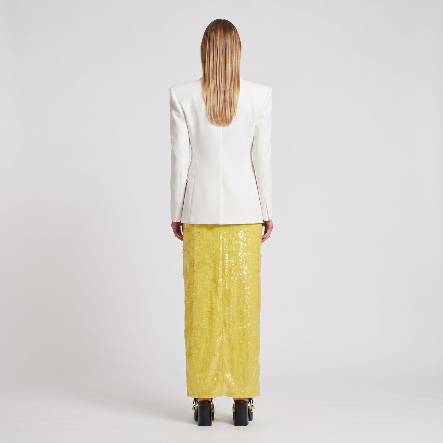 Radiant Yellow Sequin Midi Skirt