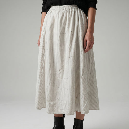 Striped A-Line Midi Skirt