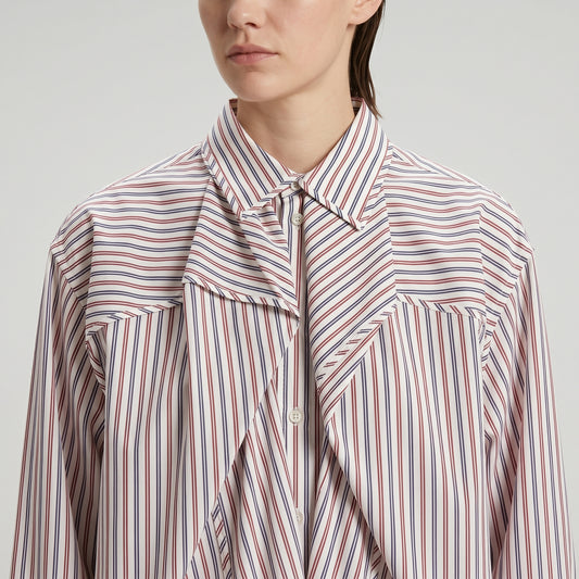 Deconstructed Striped Button-Up Shirt