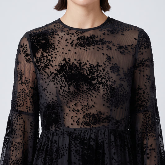Black Sheer Tiered Mini Dress