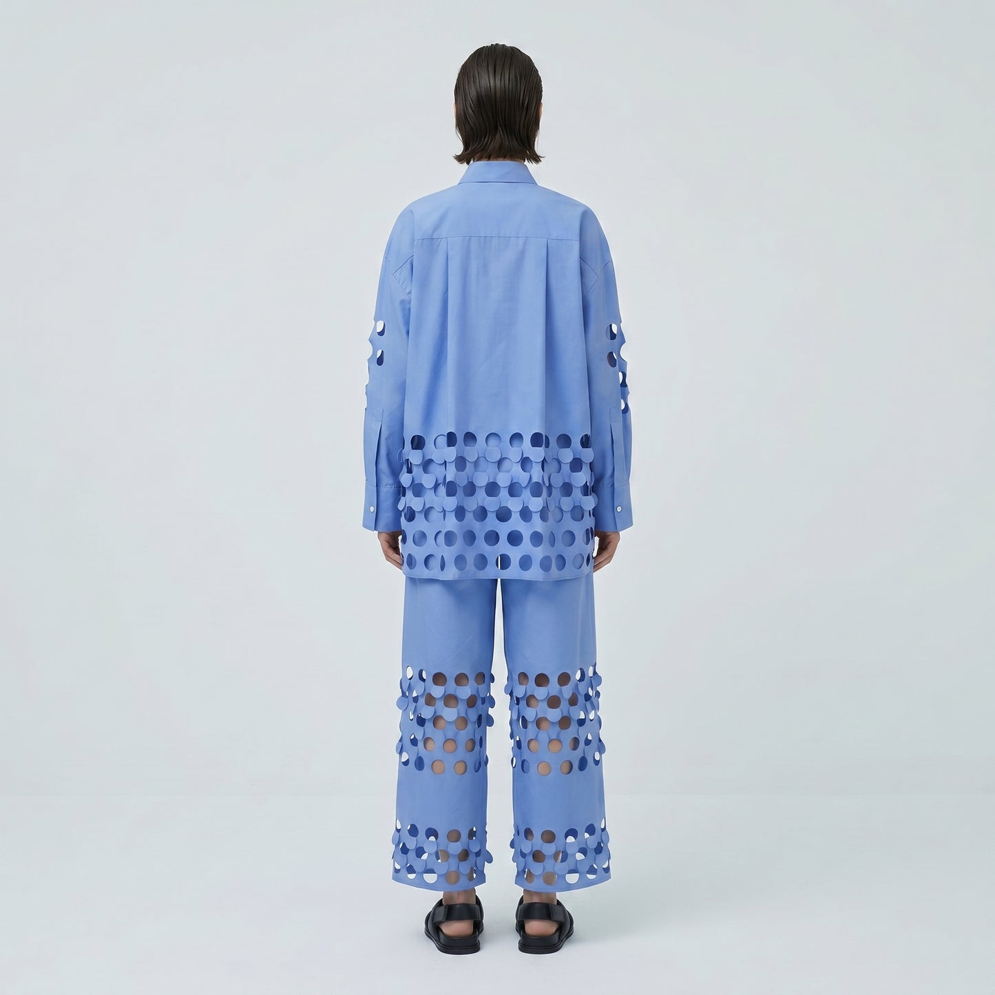 Perforated Cotton Oversized Shirt