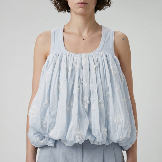 Embroidered Airy Bubble Tank