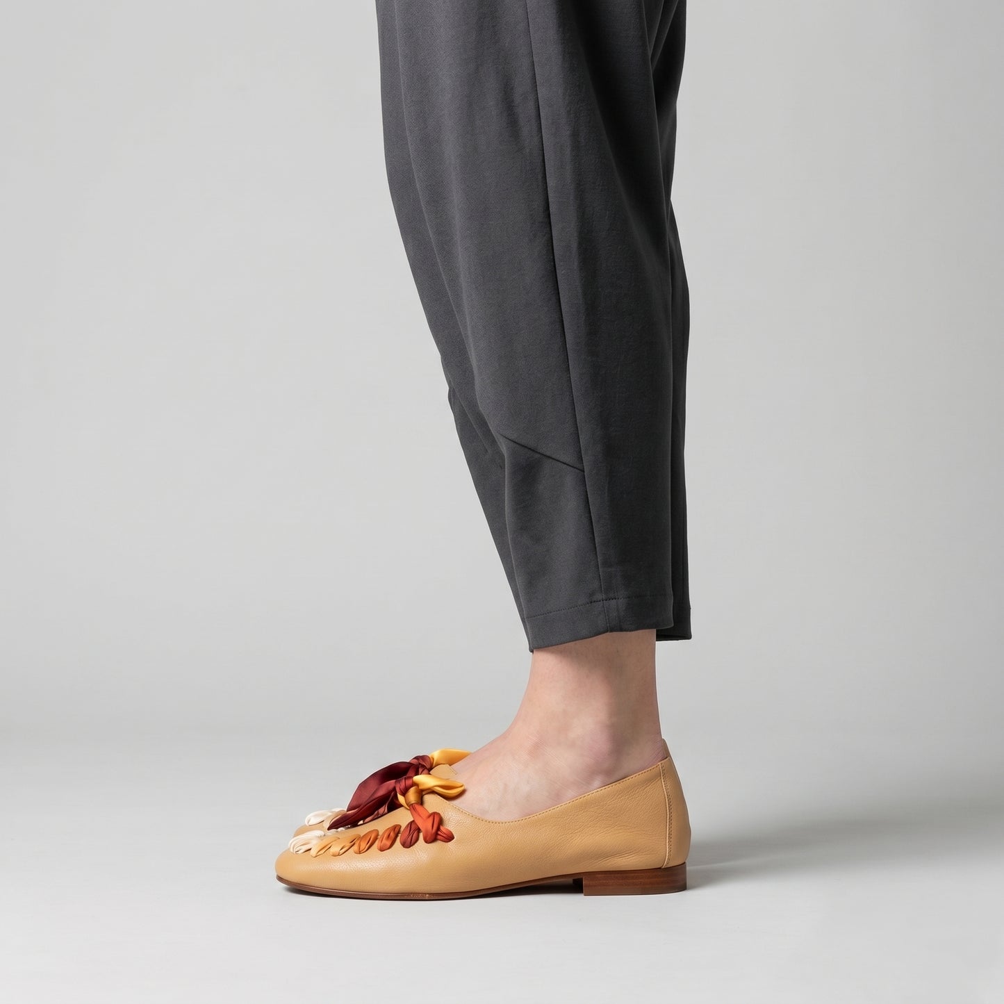 Leather Ballet Flats With Scarves
