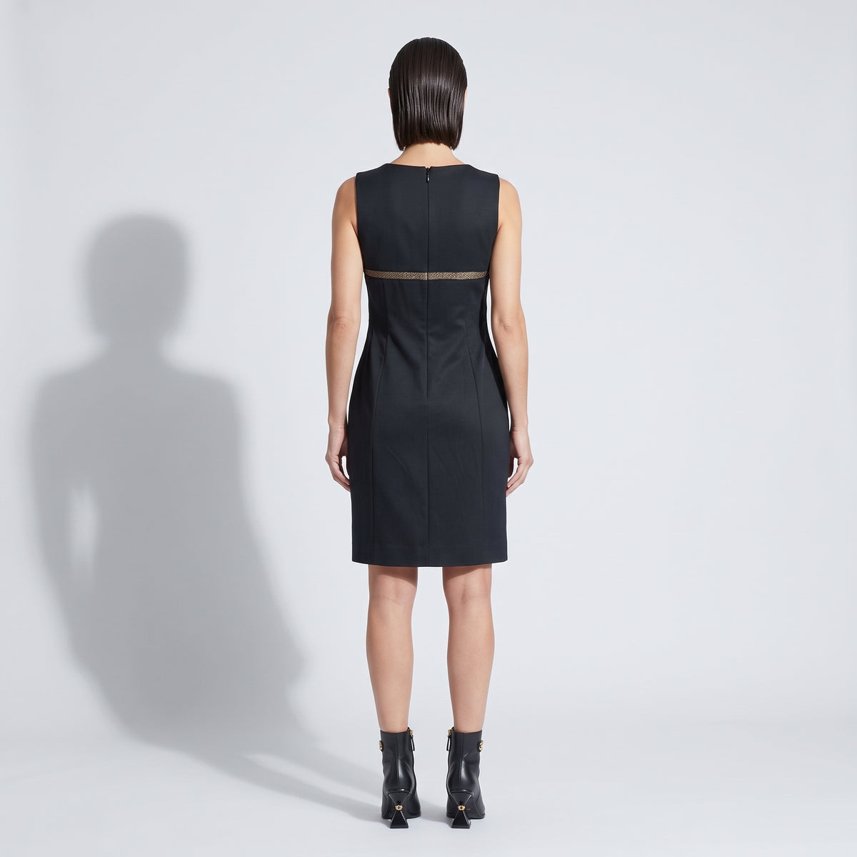 Structured Metallic Trim Mini Dress