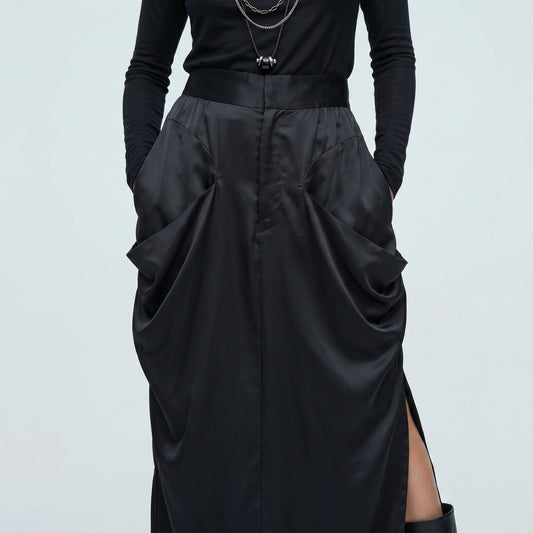 Draped Satin floor lengh Skirt