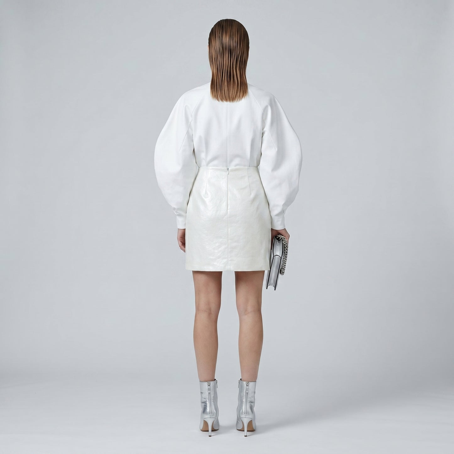 Metallic White Mini Skirt