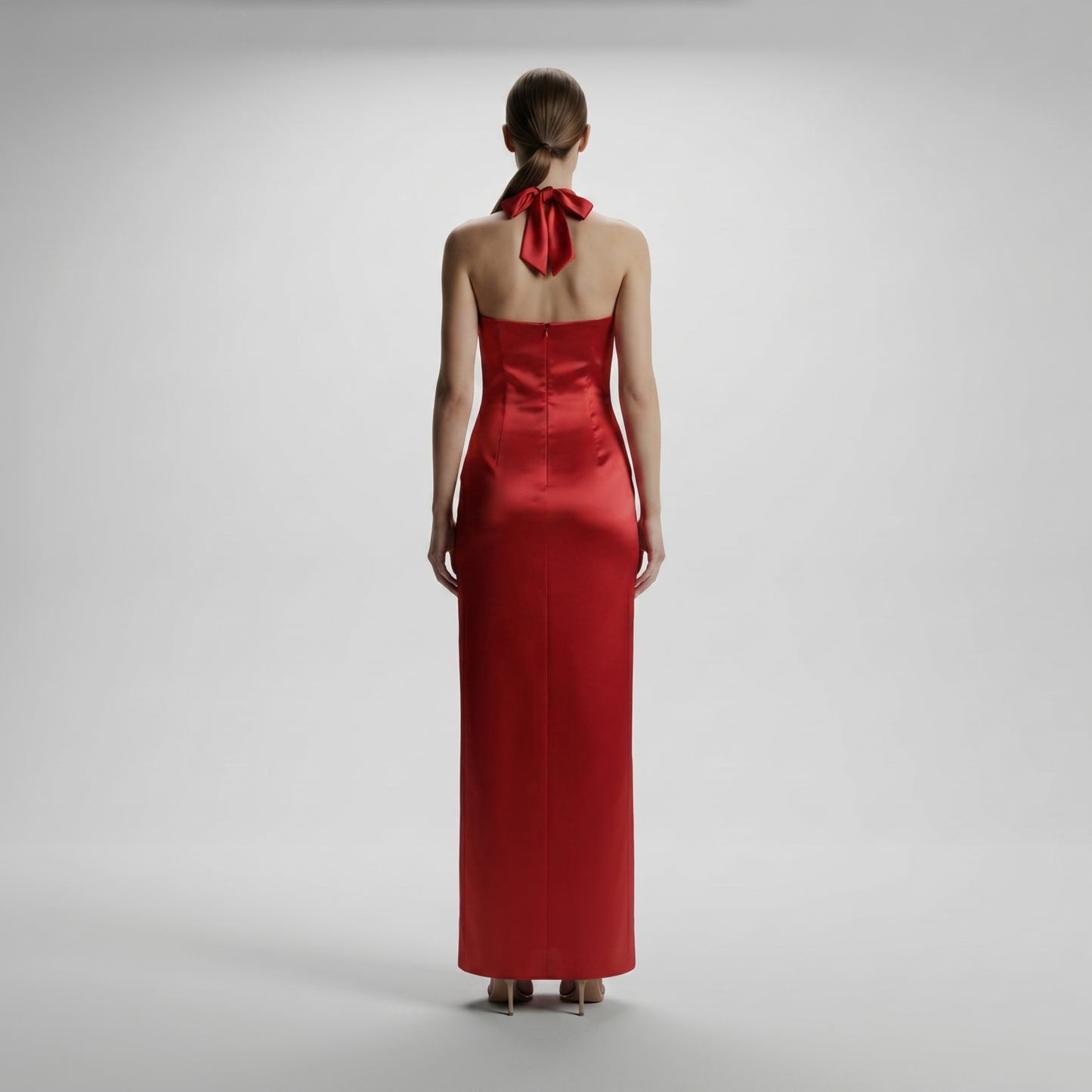 Satin Halter Neck Maxi Dress
