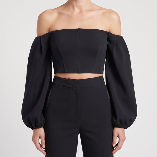 Off-Shoulder Long Sleeve Crop Top