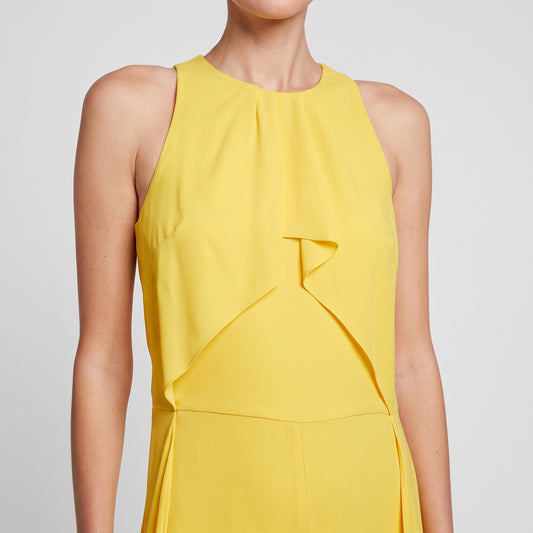 Sleeveless Ruffled Yellow Jumpsuit