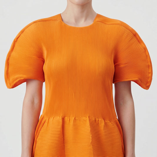 Orange Sculptural Knit Dress
