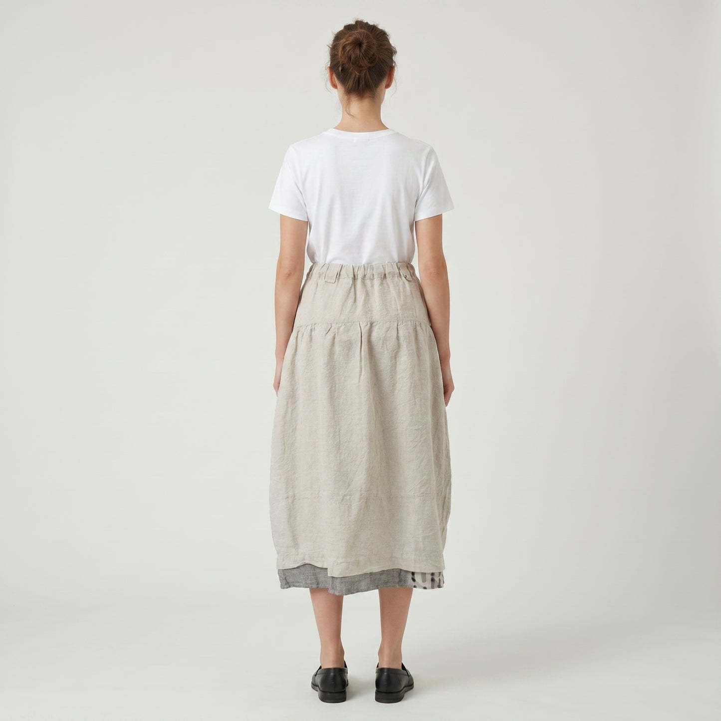 Textured Linen Cargo Midi Skirt