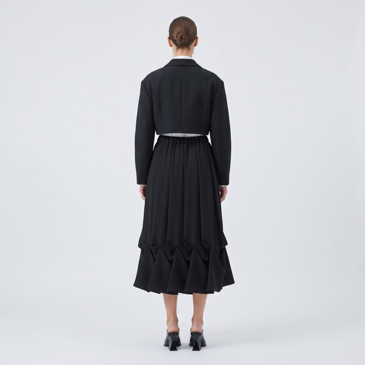 Pleated Hem Midi Skirt