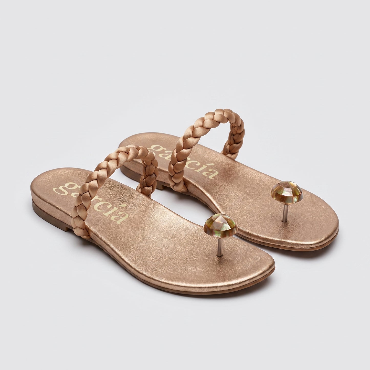 Braided Satin Metallic Thong Sandals