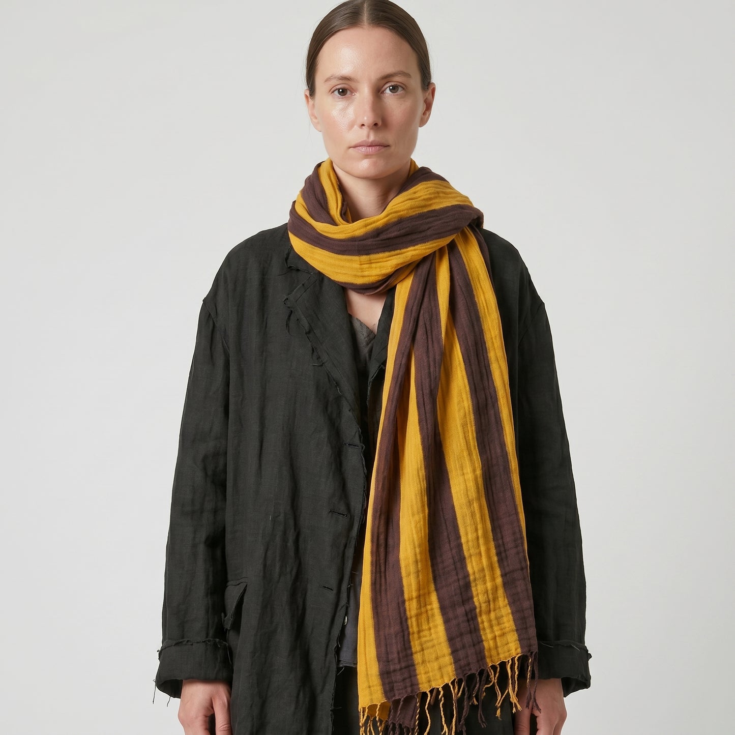 Striped Fringed Lightweight Scarf